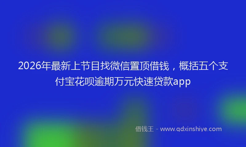 2026年最新上节目找微信置顶借钱,概括五个支付宝花呗逾期万元快速贷款app