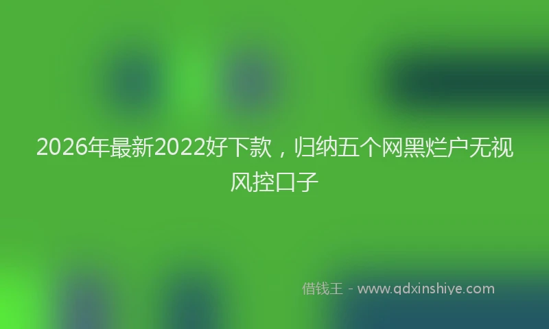 2026年最新2022好下款，归纳五个网黑烂户无视风控口子