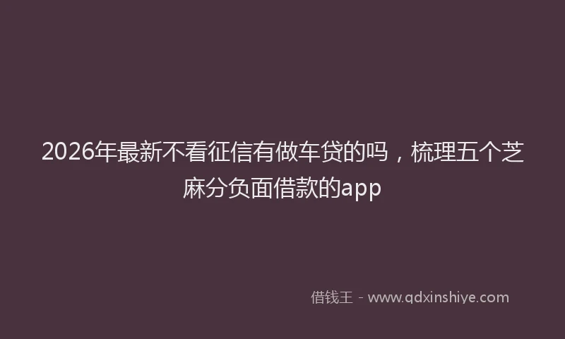 2026年最新不看征信有做车贷的吗,梳理五个芝麻分负面借款的app