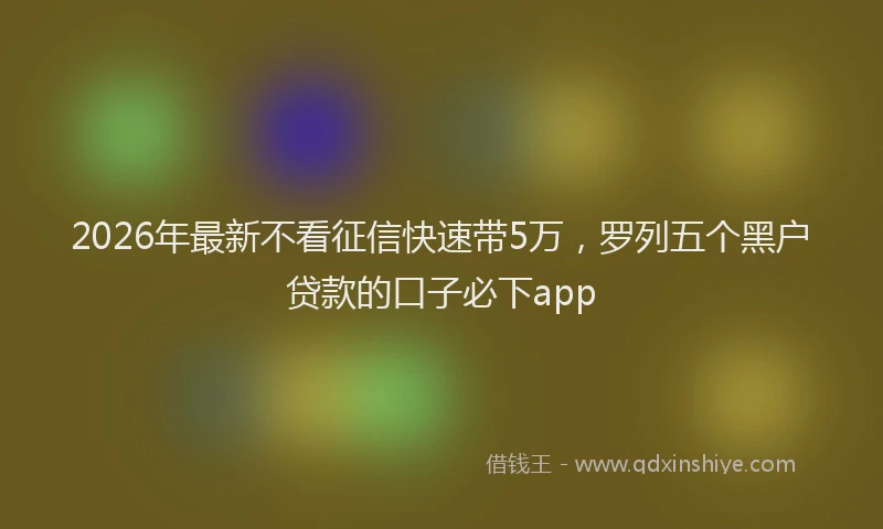 2026年最新不看征信快速带5万，罗列五个黑户贷款的口子必下app