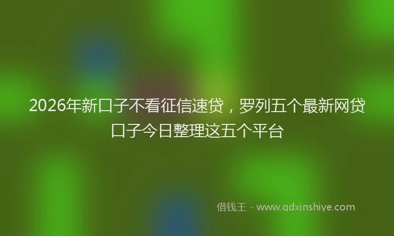 2026年新口子不看征信速贷,罗列五个最新网贷口子今日整理这五个平台