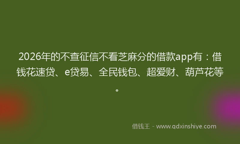 2026年的不查征信不看芝麻分的借款app有:借钱花速贷、e贷易、全民钱包、超爱财、葫芦花等。