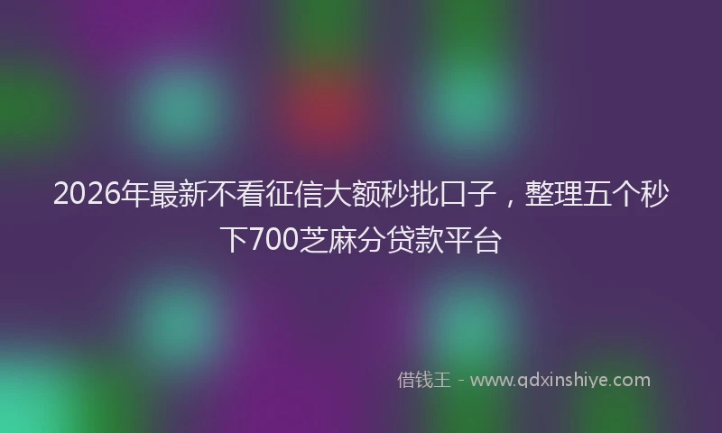 2026年最新不看征信大额秒批口子，整理五个秒下700芝麻分贷款平台