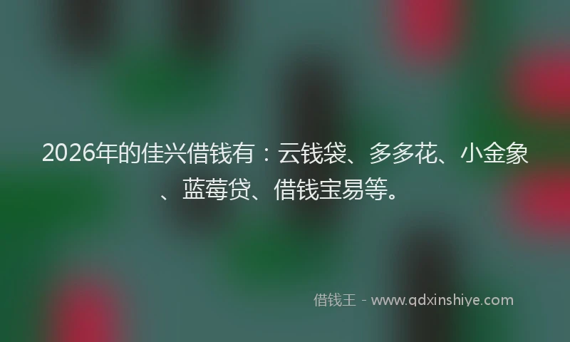 2026年的佳兴借钱有：云钱袋、多多花、小金象、蓝莓贷、借钱宝易等。
