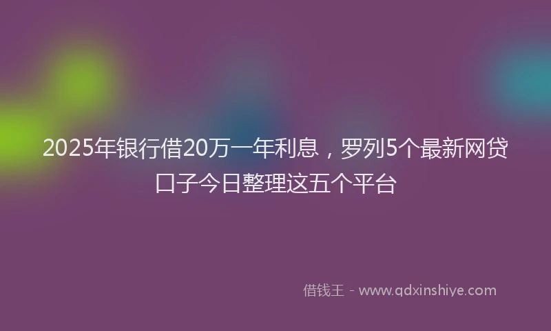 2025年银行借20万一年利息，罗列5个最新网贷口子今日整理这五个平台