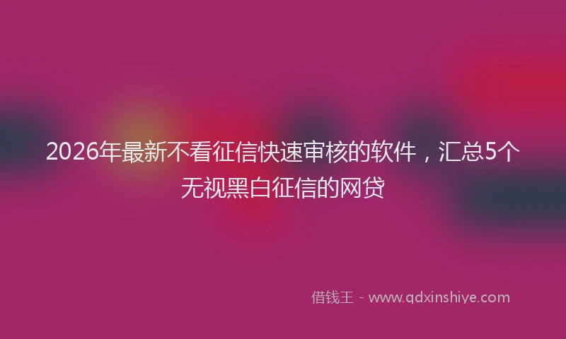 2026年最新不看征信快速审核的软件，汇总5个无视黑白征信的网贷