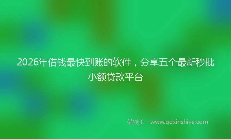 2026年借钱最快到账的软件，分享五个最新秒批小额贷款平台