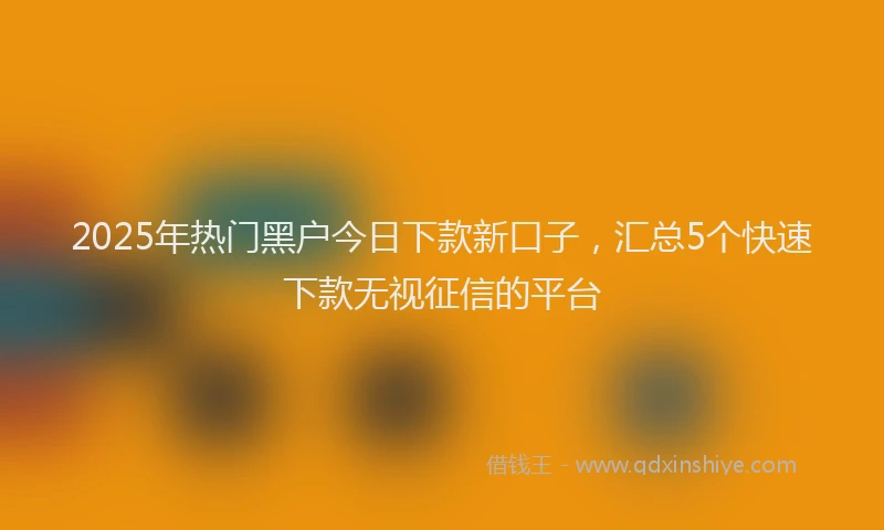 2025年热门黑户今日下款新口子，汇总5个快速下款无视征信的平台