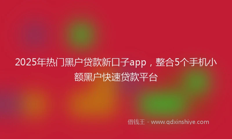 2025年热门黑户贷款新口子app，整合5个手机小额黑户快速贷款平台