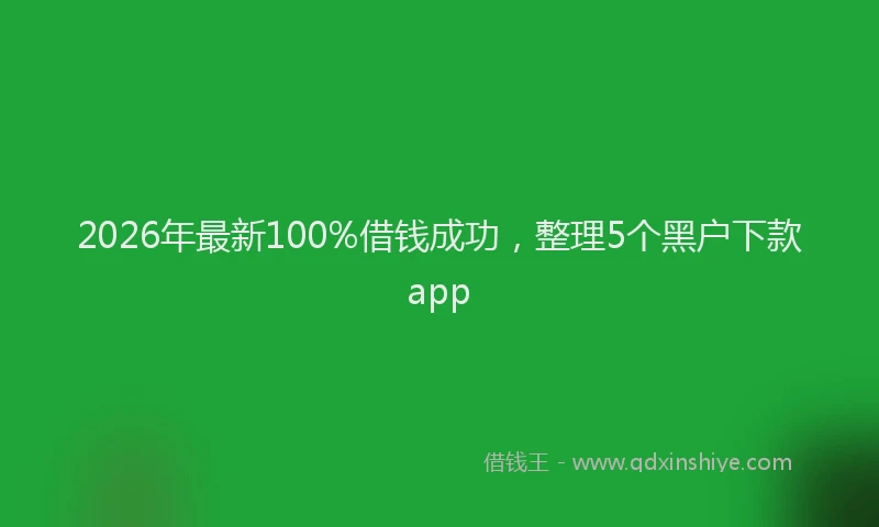 2026年最新100%借钱成功,整理5个黑户下款app