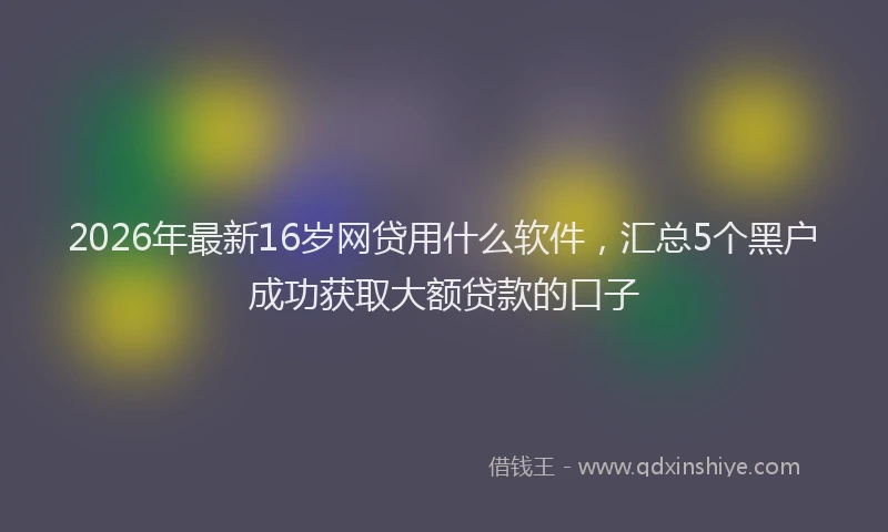 2026年最新16岁网贷用什么软件，汇总5个黑户成功获取大额贷款的口子