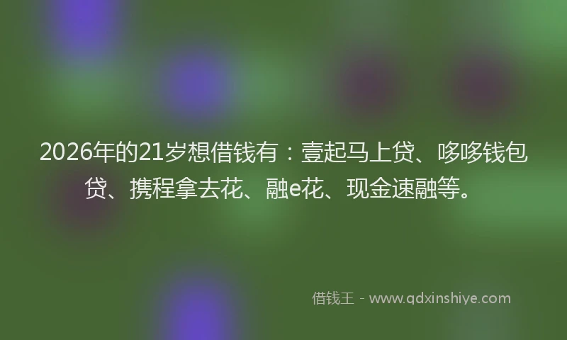 2026年的21岁想借钱有：壹起马上贷、哆哆钱包贷、携程拿去花、融e花、现金速融等。