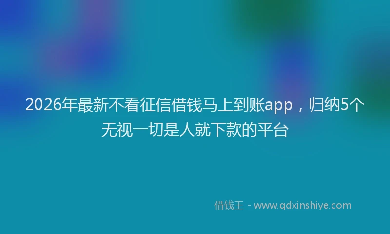 2026年最新不看征信借钱马上到账app，归纳5个无视一切是人就下款的平台