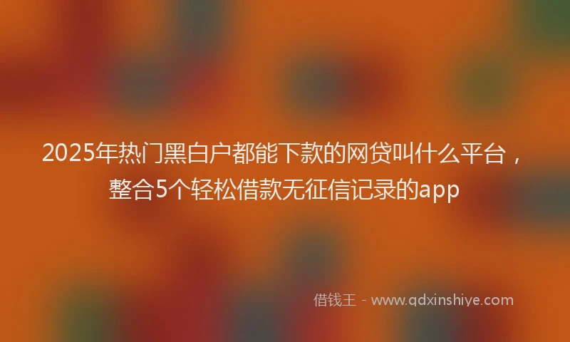 2025年热门黑白户都能下款的网贷叫什么平台，整合5个轻松借款无征信记录的app