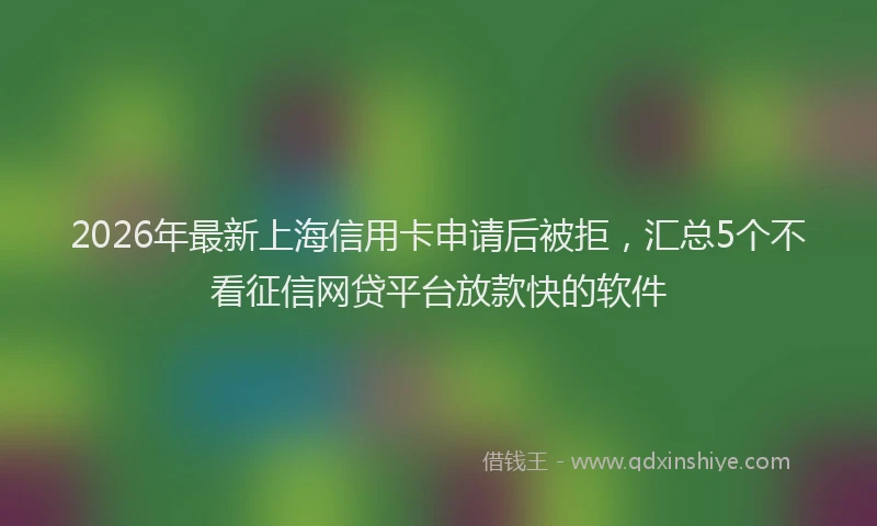 2026年最新上海信用卡申请后被拒，汇总5个不看征信网贷平台放款快的软件