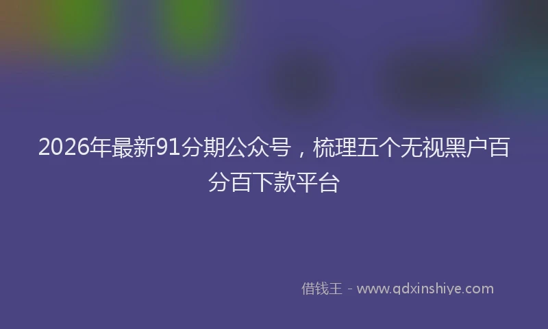 2026年最新91分期公众号，梳理五个无视黑户百分百下款平台
