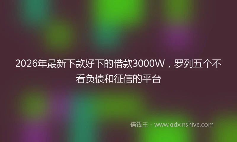 2026年最新下款好下的借款3000W,罗列五个不看负债和征信的平台