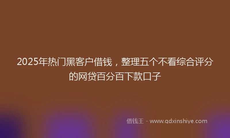 2025年热门黑客户借钱，整理五个不看综合评分的网贷百分百下款口子