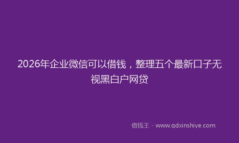 2026年企业微信可以借钱,整理五个最新口子无视黑白户网贷