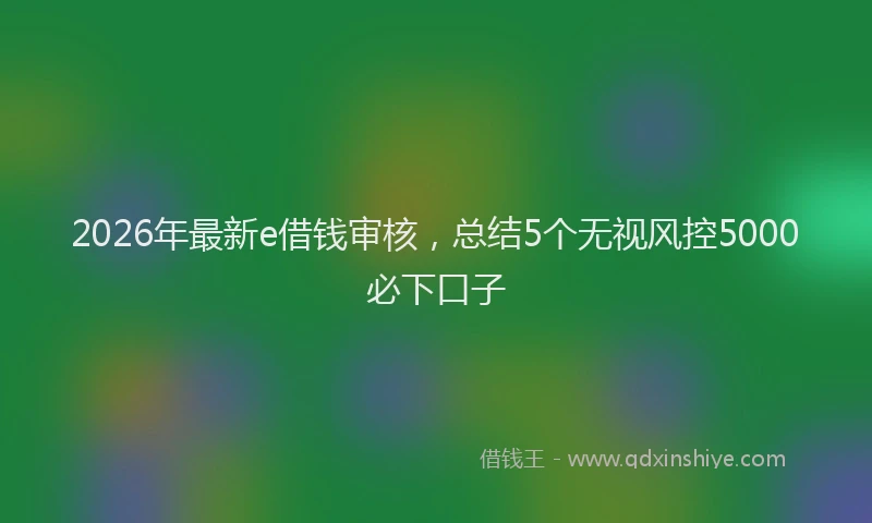 2026年最新e借钱审核，总结5个无视风控5000必下口子