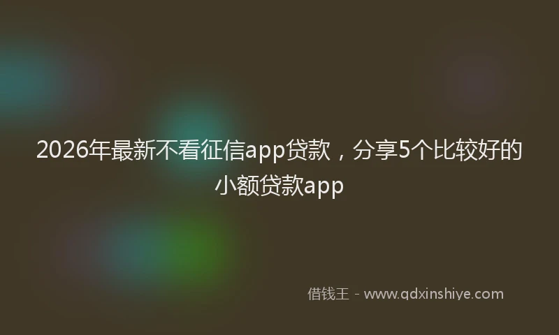 2026年最新不看征信app贷款,分享5个比较好的小额贷款app