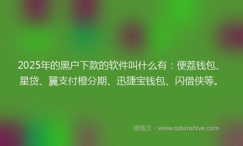 2025年的黑户下款的软件叫什么有：便荔钱包、星贷、翼支付橙分期、迅捷宝钱包、闪借侠等。