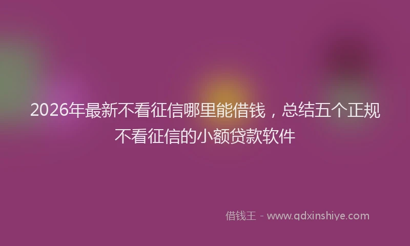 2026年最新不看征信哪里能借钱，总结五个正规不看征信的小额贷款软件