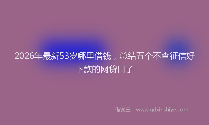2026年最新53岁哪里借钱，总结五个不查征信好下款的网贷口子