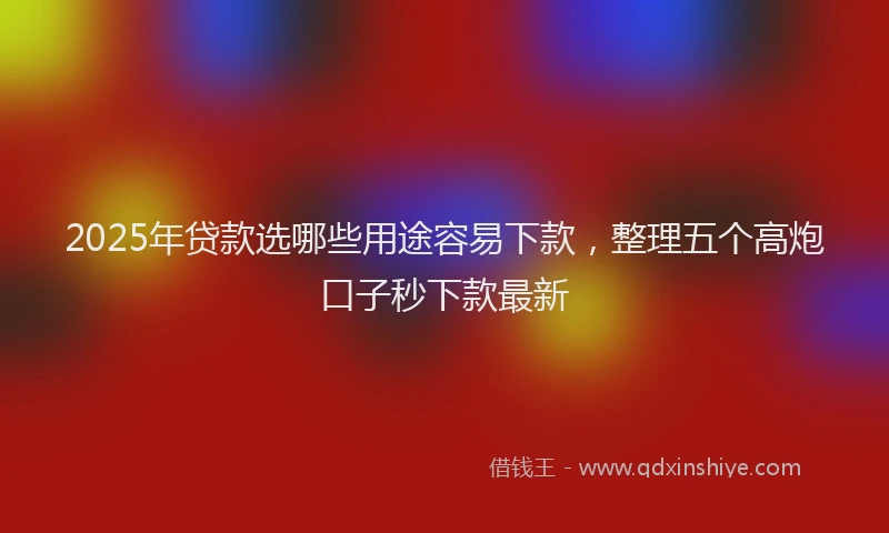 2025年贷款选哪些用途容易下款,整理五个高炮口子秒下款最新