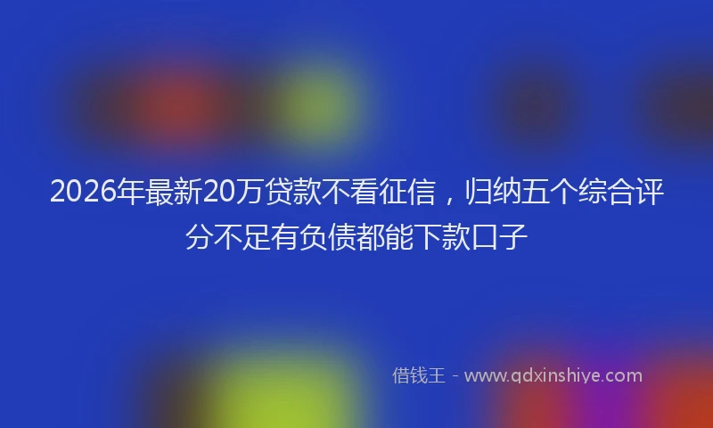 2026年最新20万贷款不看征信,归纳五个综合评分不足有负债都能下款口子