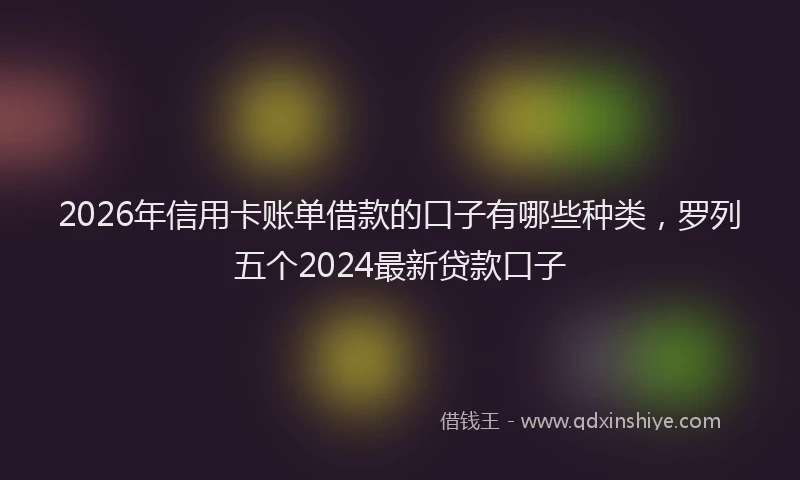 2026年信用卡账单借款的口子有哪些种类,罗列五个2024最新贷款口子