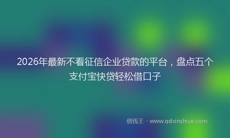 2026年最新不看征信企业贷款的平台，盘点五个支付宝快贷轻松借口子