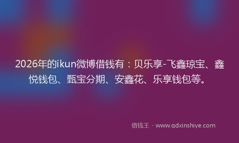 2026年的ikun微博借钱有：贝乐享-飞鑫琼宝、鑫悦钱包、甄宝分期、安鑫花、乐享钱包等。