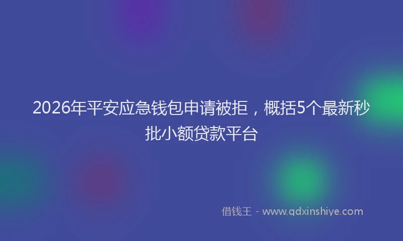 2026年平安应急钱包申请被拒，概括5个最新秒批小额贷款平台