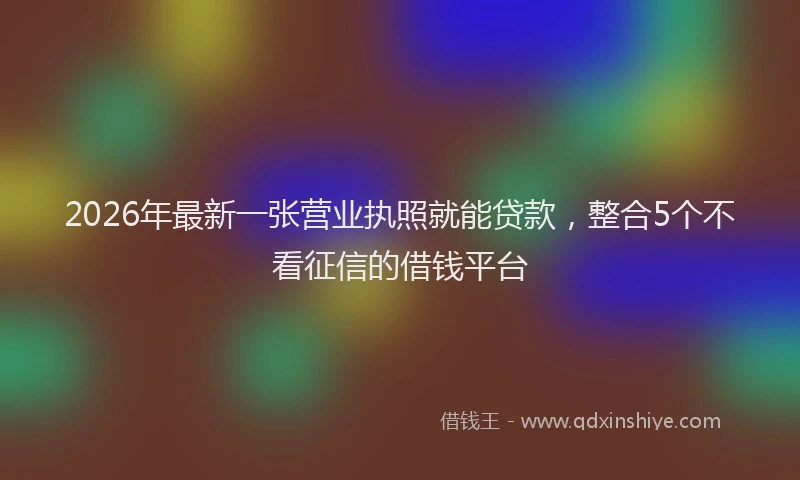 2026年最新一张营业执照就能贷款,整合5个不看征信的借钱平台