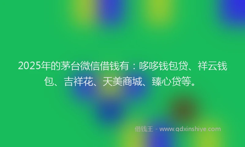 2025年的茅台微信借钱有：哆哆钱包贷、祥云钱包、吉祥花、天美商城、臻心贷等。