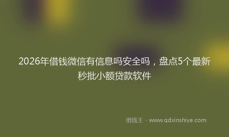 2026年借钱微信有信息吗安全吗，盘点5个最新秒批小额贷款软件