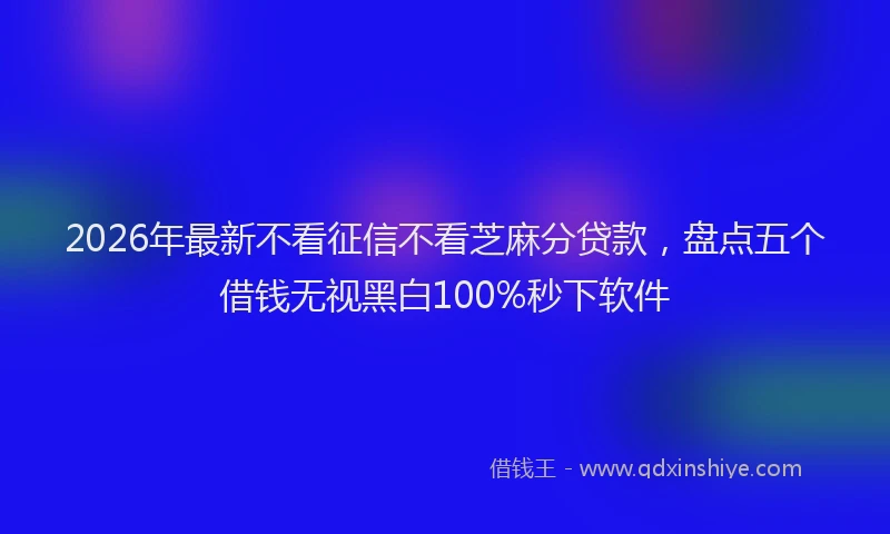 2026年最新不看征信不看芝麻分贷款，盘点五个借钱无视黑白100%秒下软件