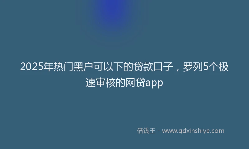 2025年热门黑户可以下的贷款口子，罗列5个极速审核的网贷app