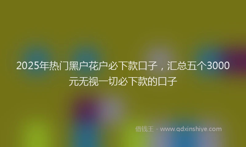 2025年热门黑户花户必下款口子，汇总五个3000元无视一切必下款的口子