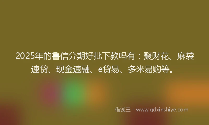 2025年的鲁信分期好批下款吗有:聚财花、麻袋速贷、现金速融、e贷易、多米易购等。