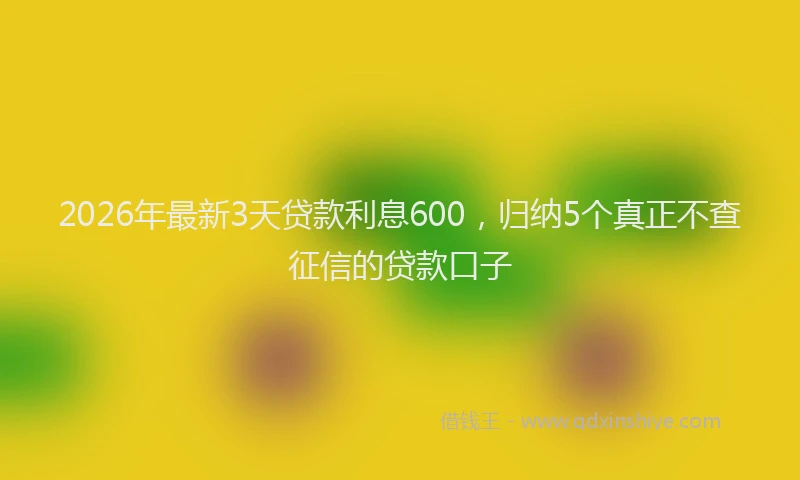 2026年最新3天贷款利息600，归纳5个真正不查征信的贷款口子