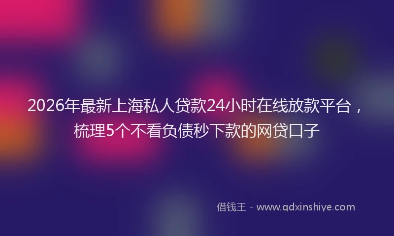2026年最新上海私人贷款24小时在线放款平台，梳理5个不看负债秒下款的网贷口子