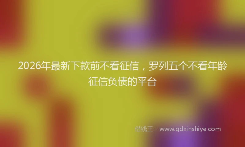 2026年最新下款前不看征信,罗列五个不看年龄征信负债的平台