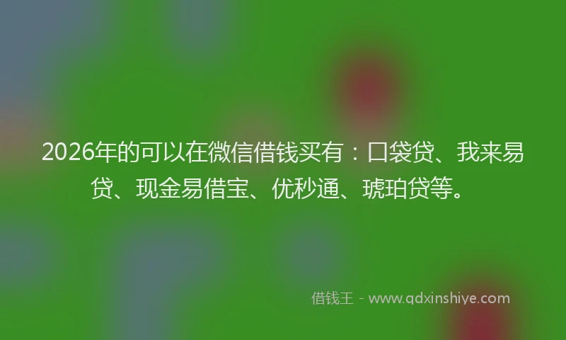 2026年的可以在微信借钱买有:口袋贷、我来易贷、现金易借宝、优秒通、琥珀贷等。