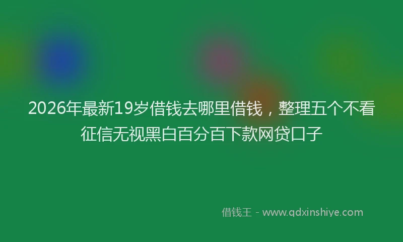 2026年最新19岁借钱去哪里借钱，整理五个不看征信无视黑白百分百下款网贷口子