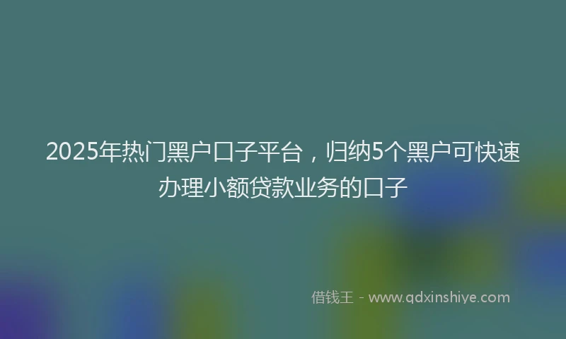 2025年热门黑户口子平台，归纳5个黑户可快速办理小额贷款业务的口子