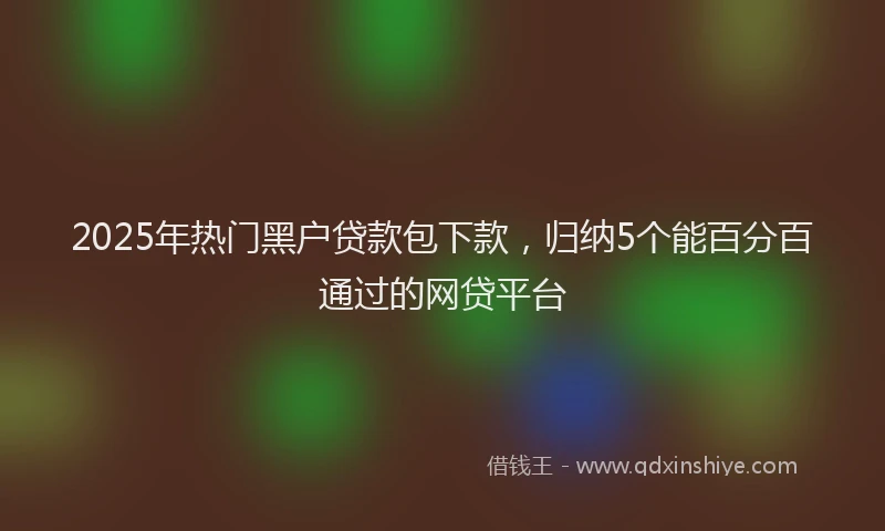 2025年热门黑户贷款包下款，归纳5个能百分百通过的网贷平台