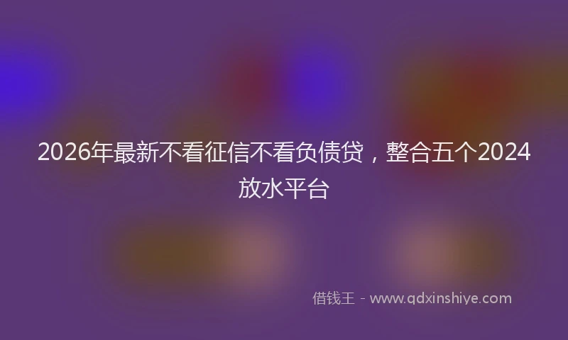 2026年最新不看征信不看负债贷,整合五个2024放水平台