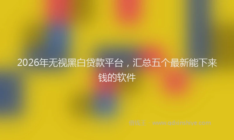 2026年无视黑白贷款平台,汇总五个最新能下来钱的软件